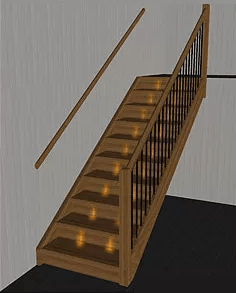 Små LED spotlights under trappnosen